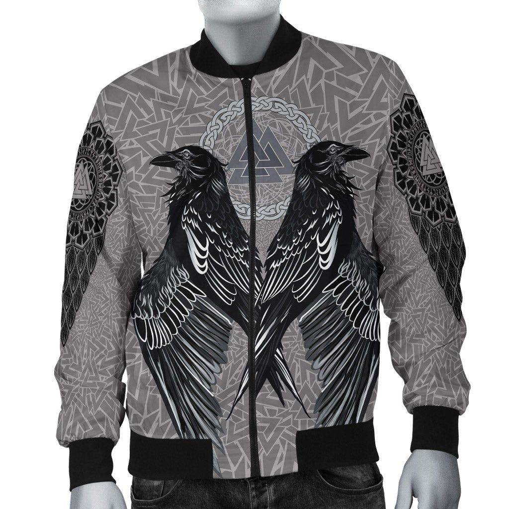 VikingStyle Bomber Jacket Raven Valknut A15 Bomber Jacket VikingStyle Bomber Jacket Raven Valknut A15 Bomber Jacket