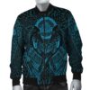 VikingStyle Bomber Jacket Raven Valknut Cyan A15 Bomber Jacket