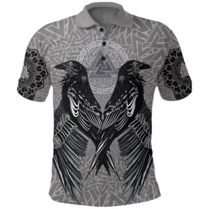 VikingStyle Polo Shirt Raven Valknut A15
