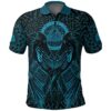 VikingStyle Polo Shirt Raven Valknut Cyan A15