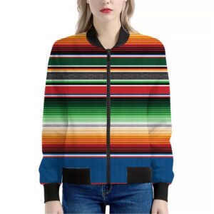 Vintage Mexican Blanket Pattern Print Women's Bomber Jacket