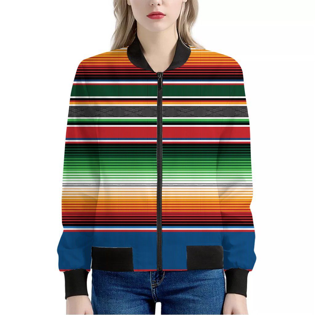 Vintage Mexican Blanket Pattern Print Women's Bomber Jacket Vintage Mexican Blanket Pattern Print Women's Bomber Jacket