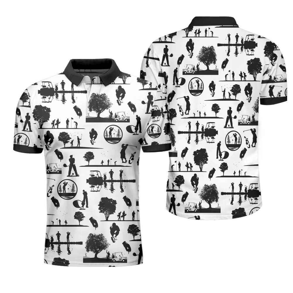Vintage Silhouette B&W Golf For Golfers Polo Shirt #H Vintage Silhouette B&W Golf For Golfers Polo Shirt #H
