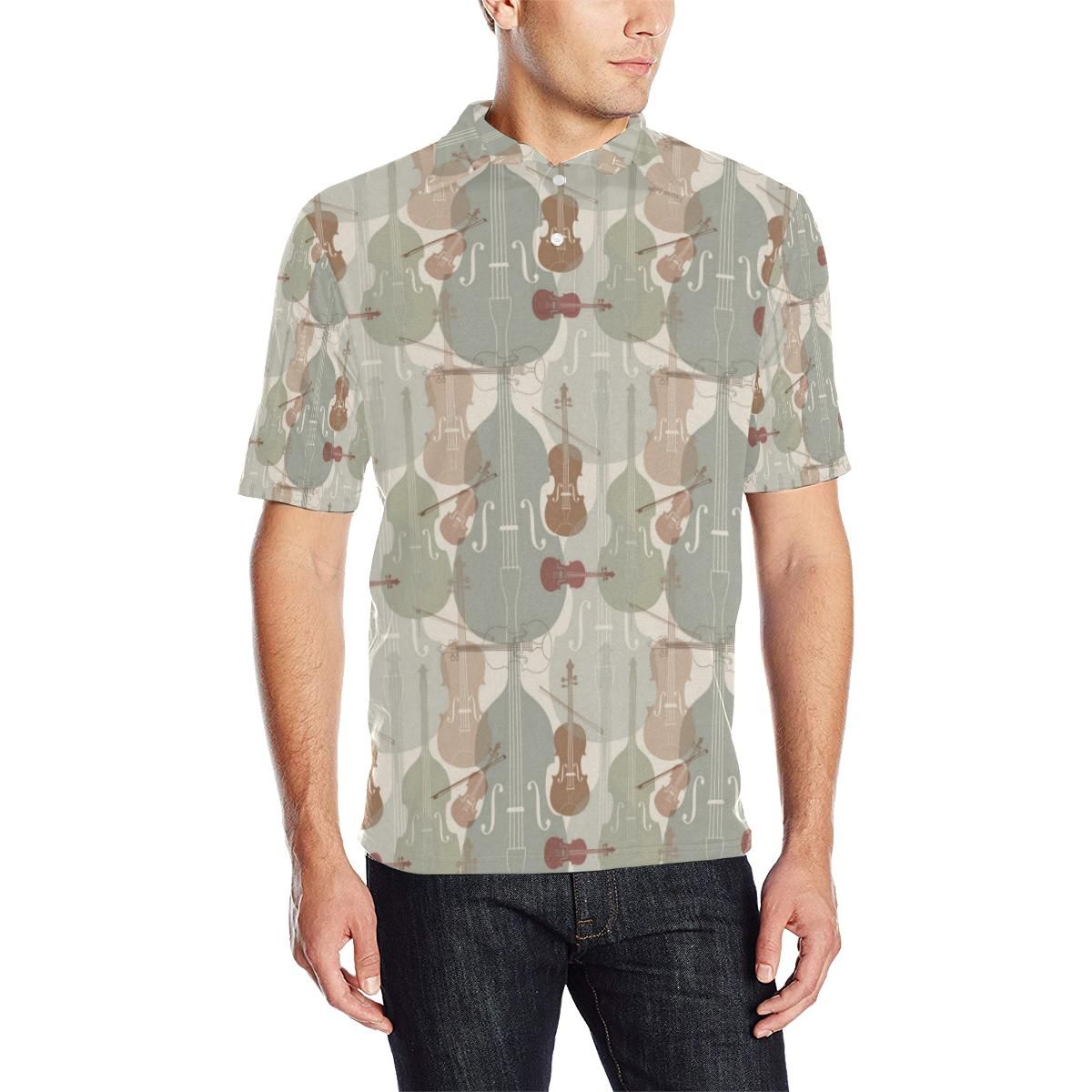 Violin Pattern Print Design 01 Men Polo Shirt Violin Pattern Print Design 01 Men Polo Shirt
