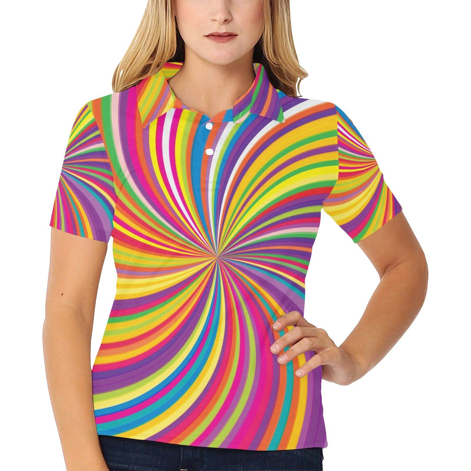 Vortex Print Design Lks301 Women'S Polo Shirt Vortex Print Design Lks301 Women'S Polo Shirt