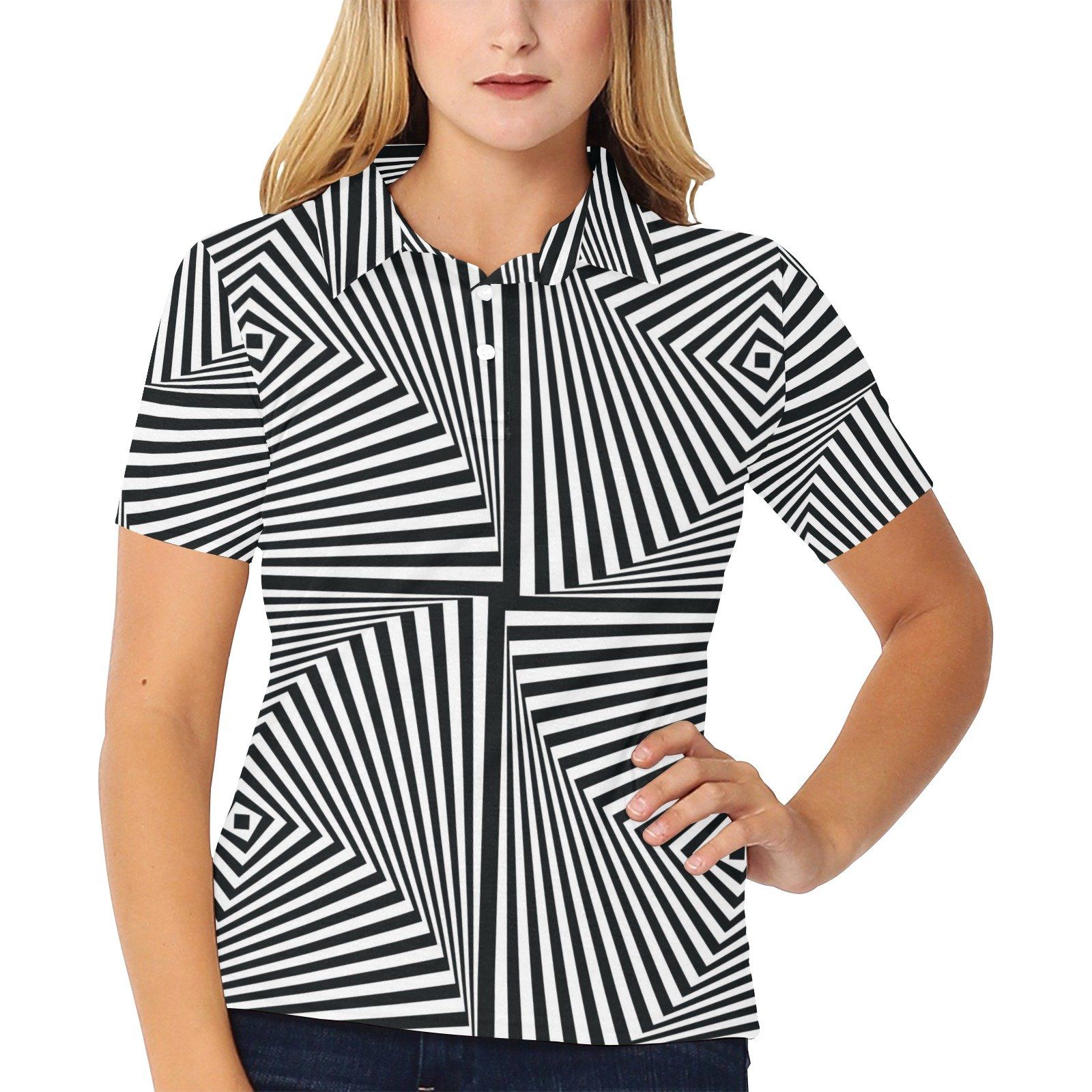 Vortex Print Design Lks302 Women'S Polo Shirt Vortex Print Design Lks302 Women'S Polo Shirt