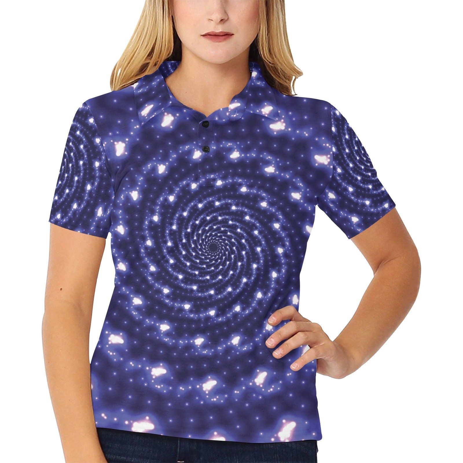 Vortex Print Design Lks305 Women'S Polo Shirt Vortex Print Design Lks305 Women'S Polo Shirt