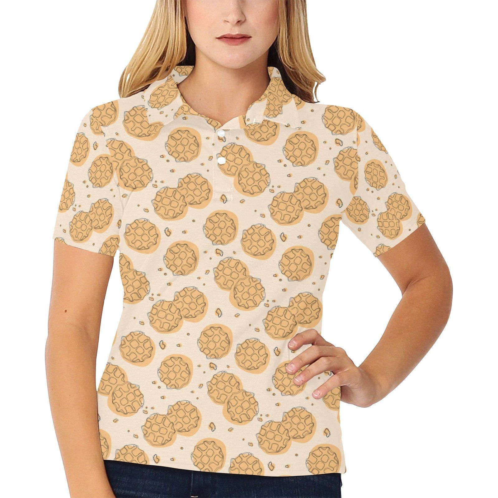Waffle Print Design Lks303 Women'S Polo Shirt Waffle Print Design Lks303 Women'S Polo Shirt