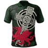 Wales Celtic Polo Shirt - Celtic Cross & Cymru Skew Style - BN22