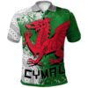 Wales Celtic Polo Shirt - Grunge Dragon - BN15