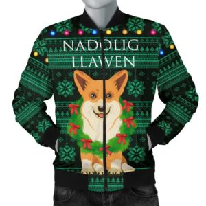 Wales Christmas Corgi Men's Bomber Jacket A31 Bomber Jacket