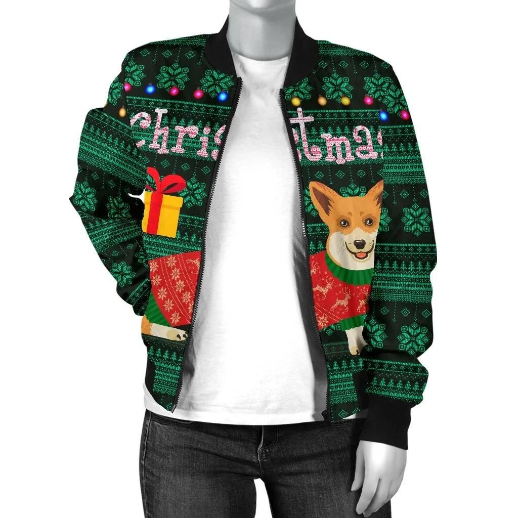 Wales-Christmas-Corgi-Womens-Bomber-Jacket-A31-Bomber-Jacket-2