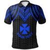 Wallis And Futuna Custom Personalised Polo Shirt - Polynesian Armor Style Blue - BN39