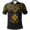 Wallis And Futuna Custom Personalised Polo Shirt - Polynesian Armor Style Gold - BN39