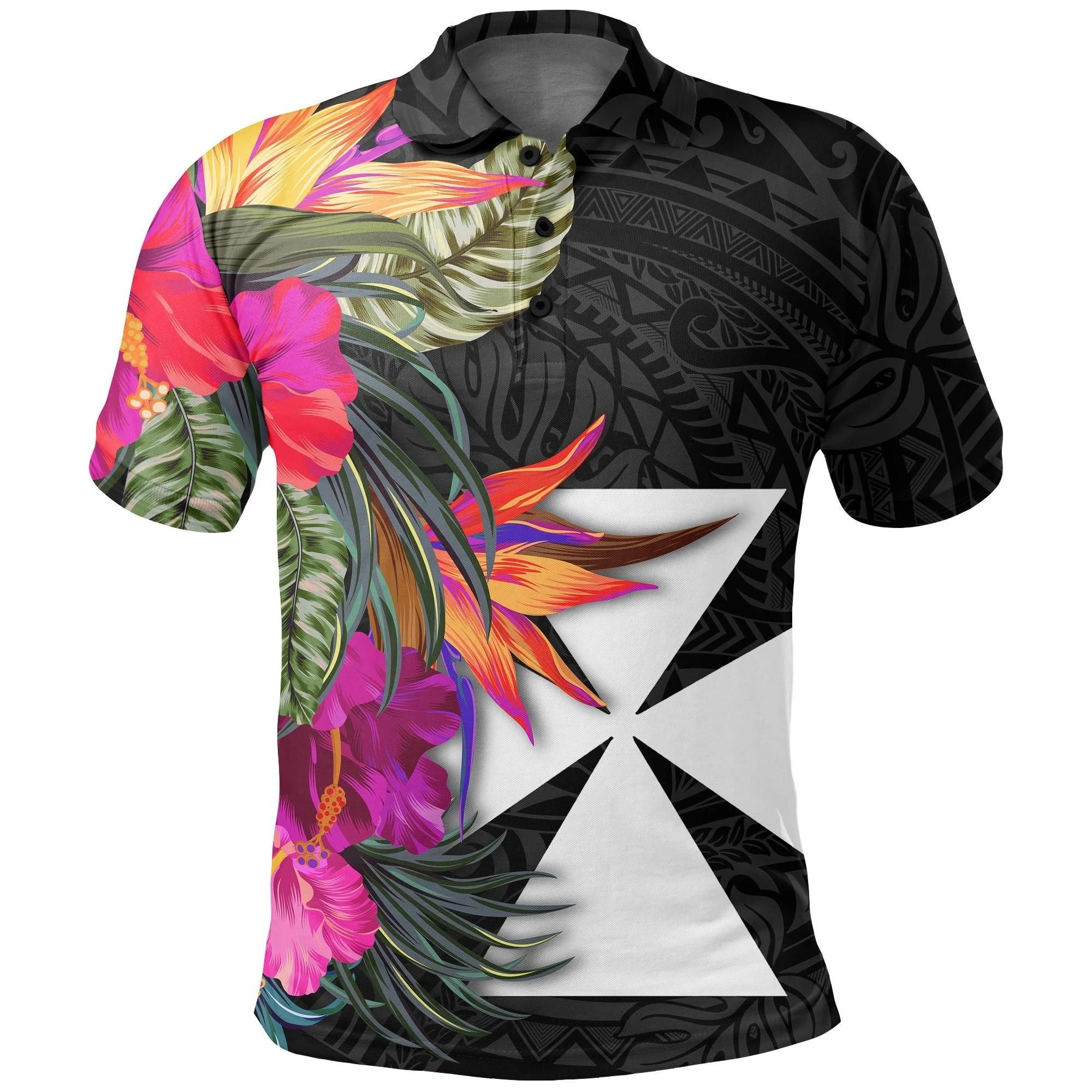 Wallis And Futuna Polo Shirt - Hibiscus Polynesian Pattern - BN39 Wallis And Futuna Polo Shirt - Hibiscus Polynesian Pattern - BN39