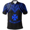 Wallis And Futuna Polo Shirt - Polynesian Armor Style Blue - BN39
