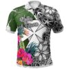 Wallis And Futuna Polo Shirt White - Turtle Plumeria Banana Leaf - BN11