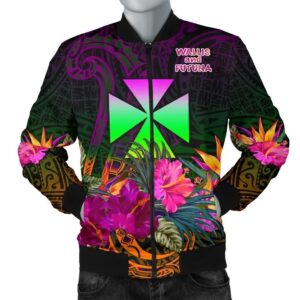 Wallis and Futuna  Men's Bomber Jacket - Summer Hibiscus - BN15 Bomber Jacket