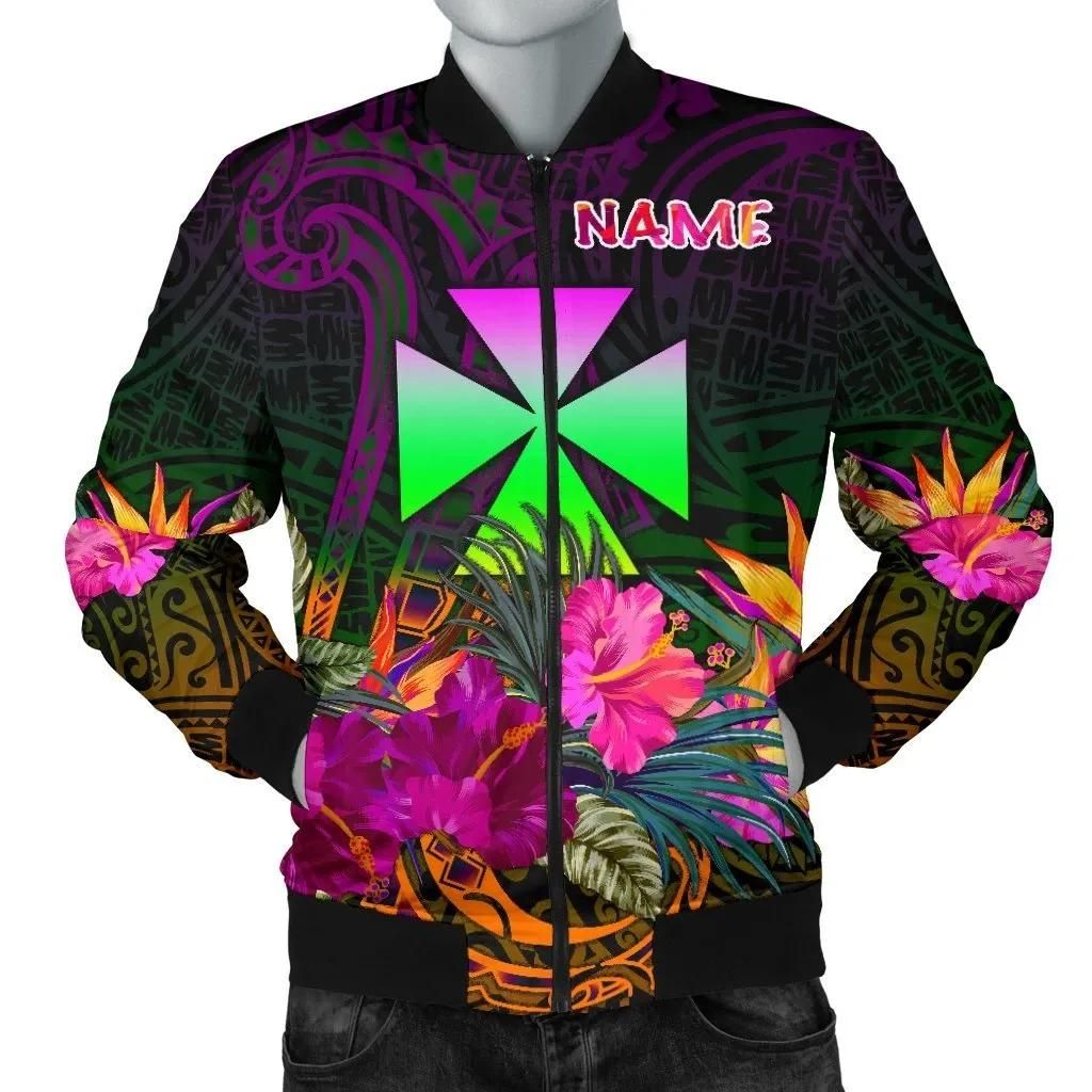 Wallis and Futuna Personalised Men's Bomber Jacket - Summer Hibiscus - BN15 Bomber Jacket Wallis and Futuna Personalised Men's Bomber Jacket - Summer Hibiscus - BN15 Bomber Jacket