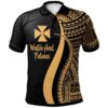 Wallis and Futuna Polo Shirt Gold - Polynesian Tentacle Tribal Pattern - BN11