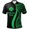 Wallis and Futuna Polo Shirt Green - Polynesian Tentacle Tribal Pattern - BN11