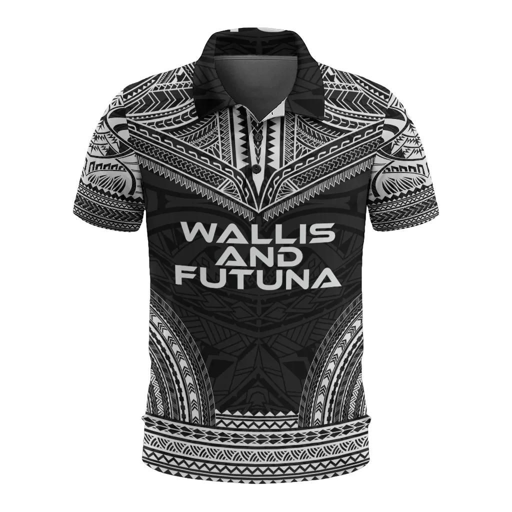 Wallis and Futuna Polo Shirt - Polynesian Chief Black Version - BN10 Wallis and Futuna Polo Shirt - Polynesian Chief Black Version - BN10
