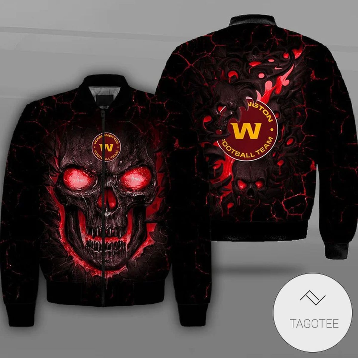 Washington Football Team Lava Skull Full Print Bomber Jacket Washington Football Team Lava Skull Full Print Bomber Jacket