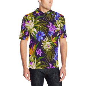 Water Lily Pattern Print Design Wl08 Men Polo Shirt