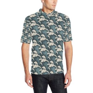 Wave Art Print Men Polo Shirt