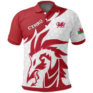 Welsh Polo Shirt - Welsh Dragon Red A10