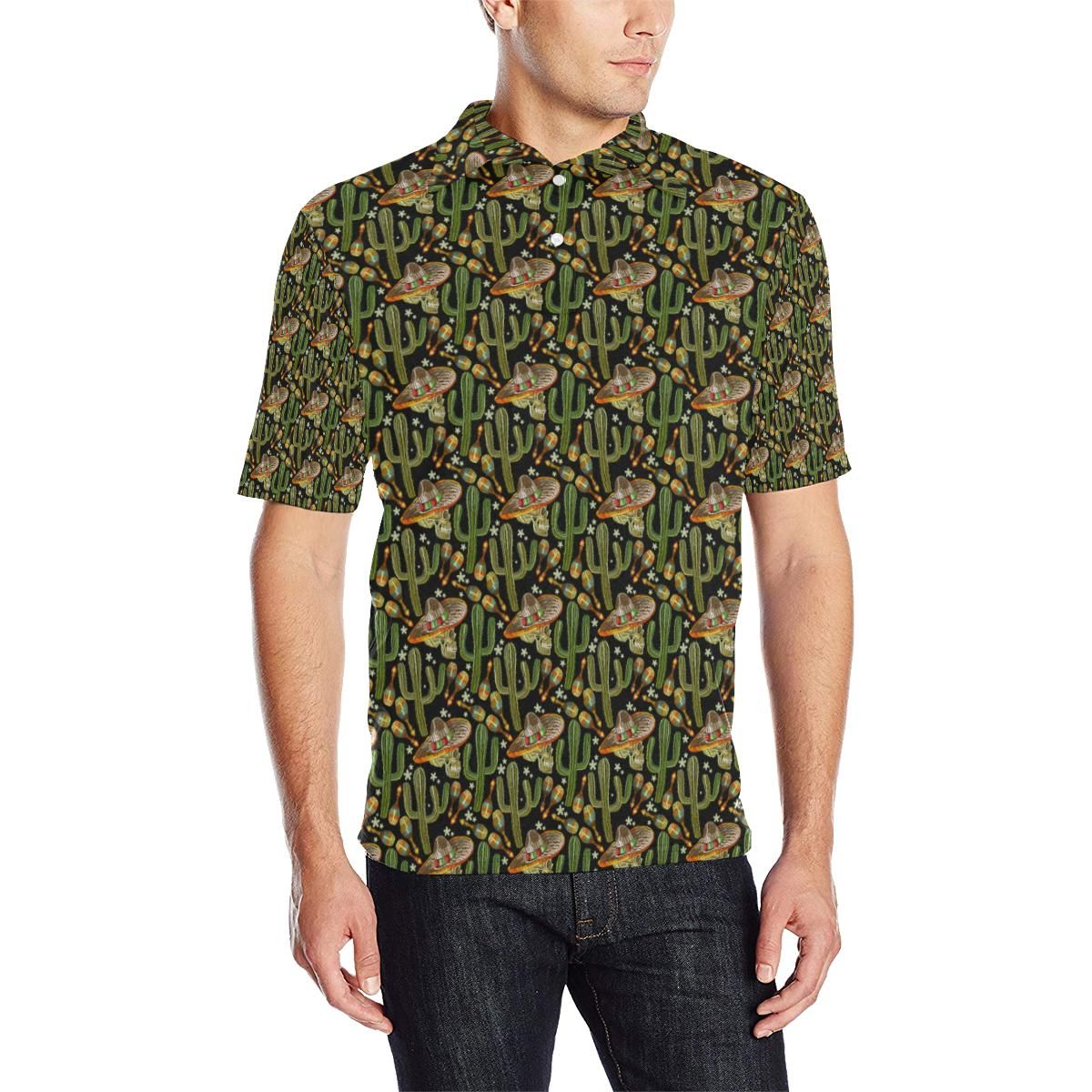 Western Style Print Men Polo Shirt Western Style Print Men Polo Shirt