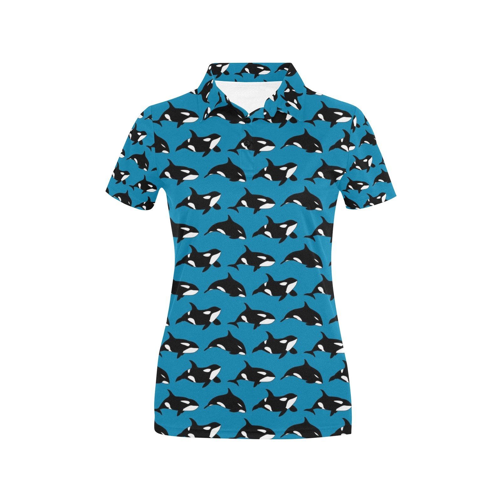 Whale Print Design Lks304 Women'S Polo Shirt Whale Print Design Lks304 Women'S Polo Shirt