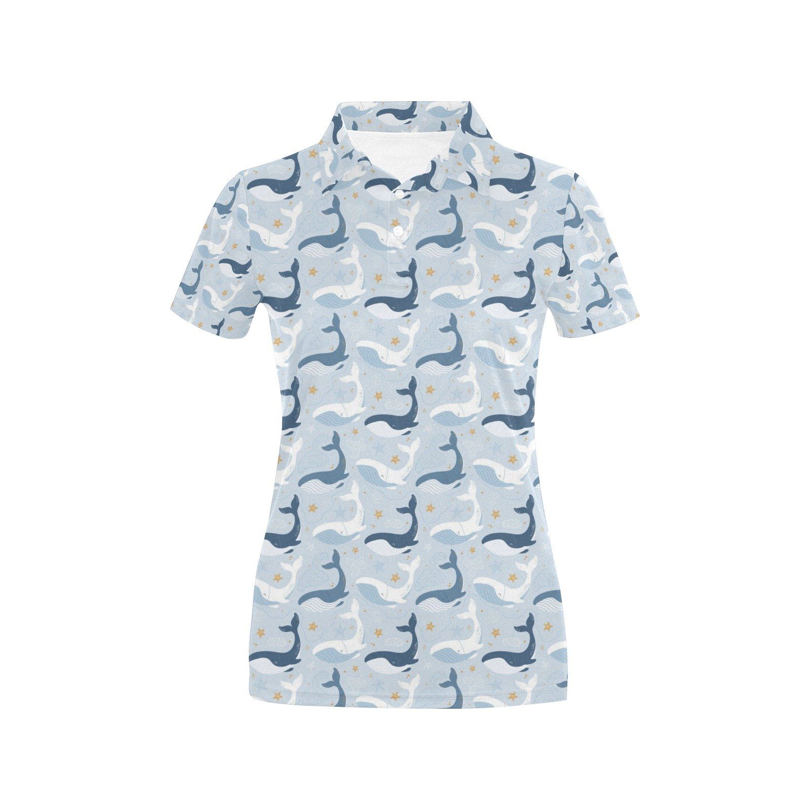Whale Print Design Lks305 Women'S Polo Shirt Whale Print Design Lks305 Women'S Polo Shirt