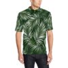 White Green Tropical Palm Leaves Men Polo Shirt