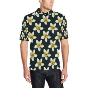 White Plumeria Pattern Print Design Pm022 Men Polo Shirt