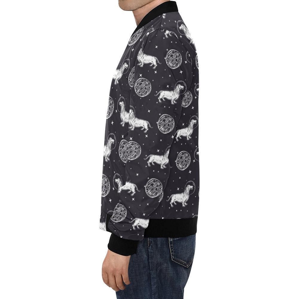 Wiener-Dog-Dachshund-Astronaut-Pattern-Print-Mens-Bomber-Jacket-1