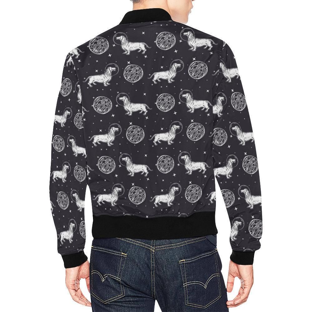 Wiener-Dog-Dachshund-Astronaut-Pattern-Print-Mens-Bomber-Jacket-2