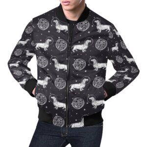 Wiener Dog Dachshund Astronaut Pattern Print Mens Bomber Jacket