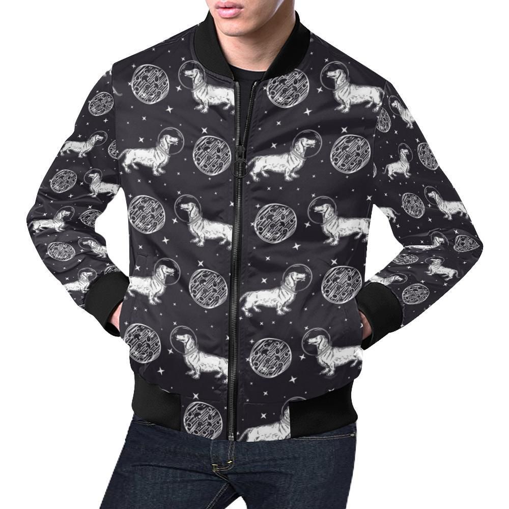 Wiener Dog Dachshund Astronaut Pattern Print Mens Bomber Jacket Wiener Dog Dachshund Astronaut Pattern Print Mens Bomber Jacket