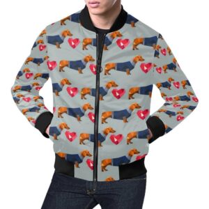 Wiener Dog Dachshund Pattern Print Mens Bomber Jacket