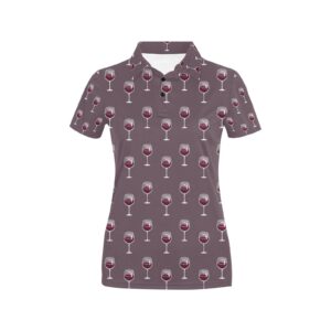 Wine Glass Pattern Print Design Lks305 Women'S Polo Shirt