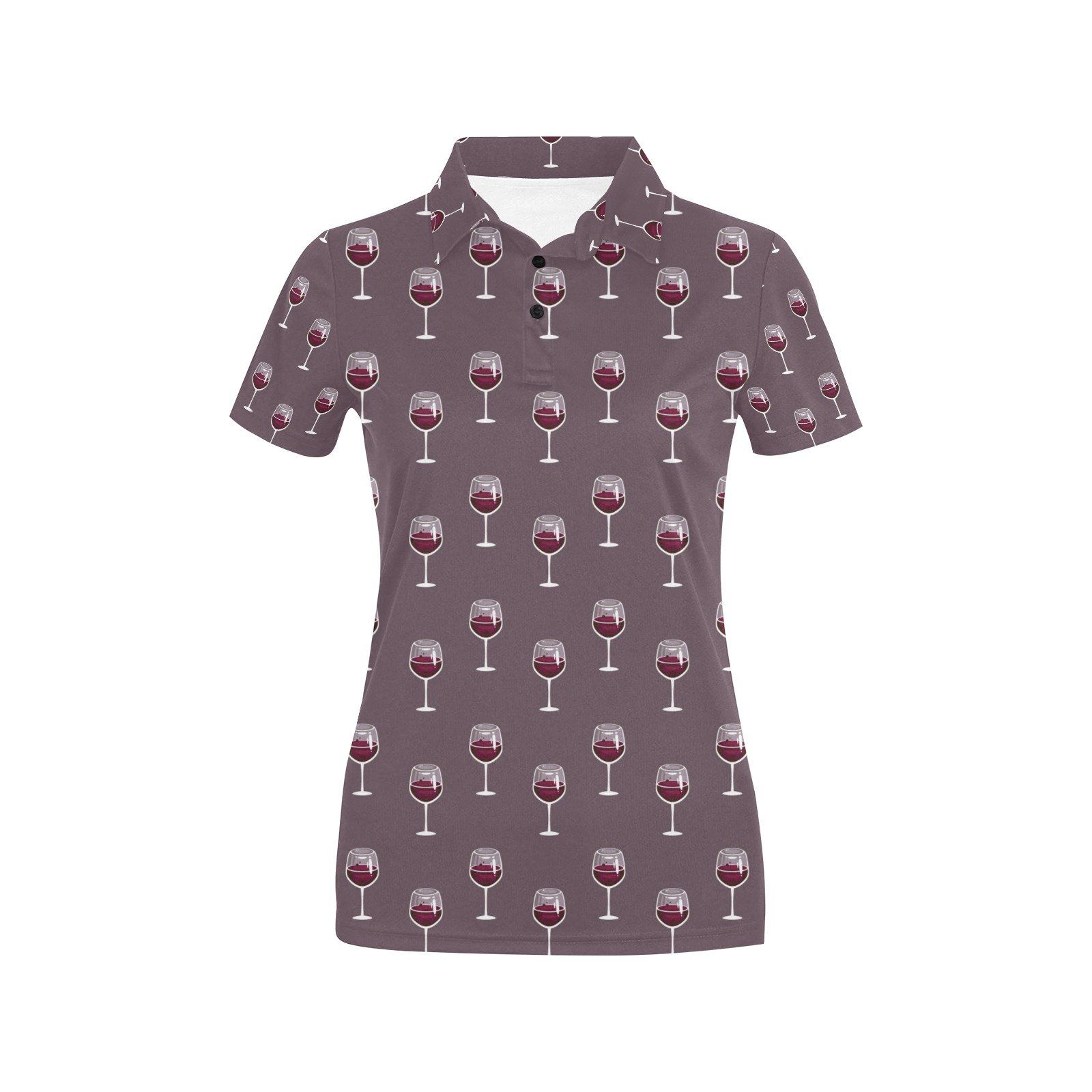 Wine Glass Pattern Print Design Lks305 Women'S Polo Shirt Wine Glass Pattern Print Design Lks305 Women'S Polo Shirt
