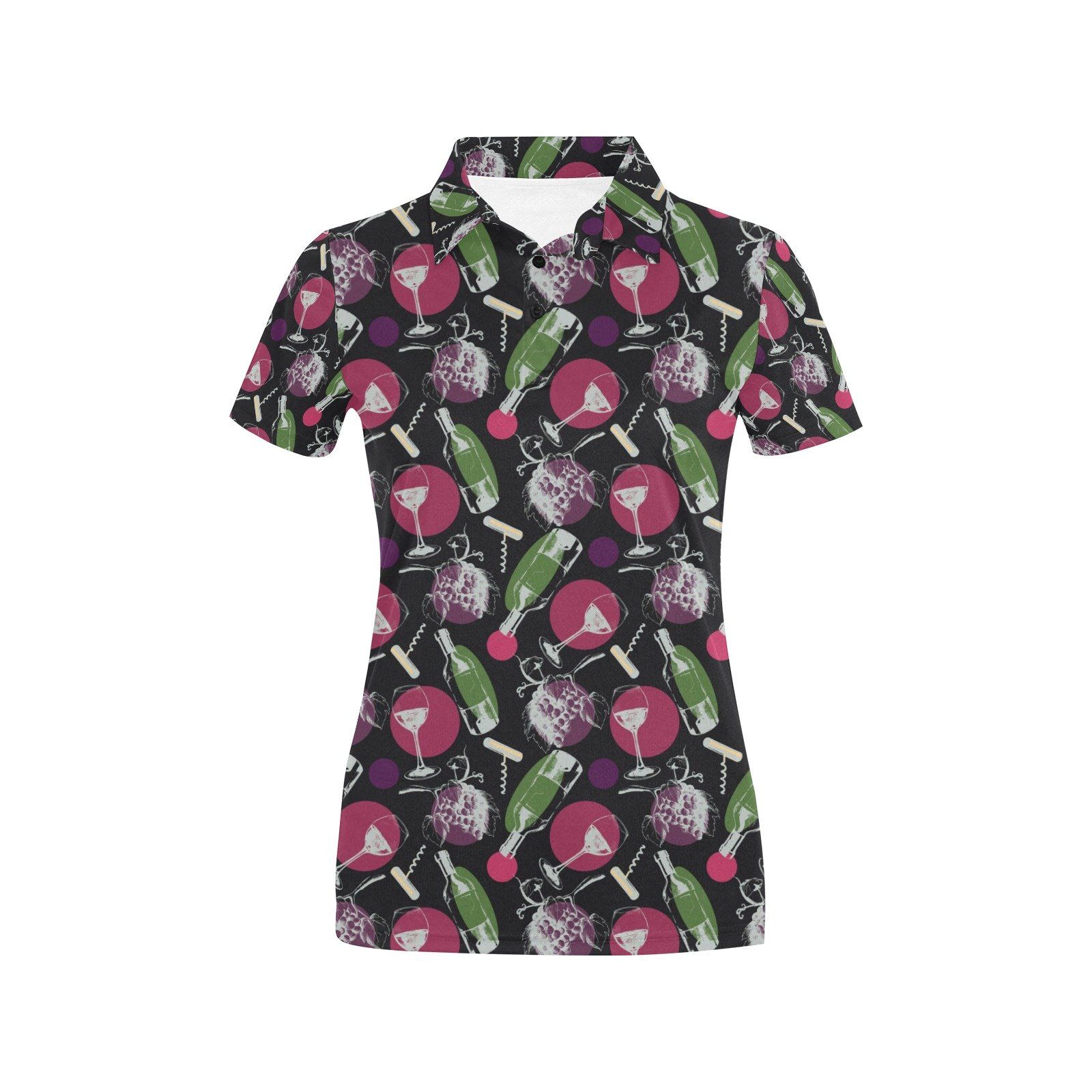 Wine Print Design Lks307 Women'S Polo Shirt Wine Print Design Lks307 Women'S Polo Shirt