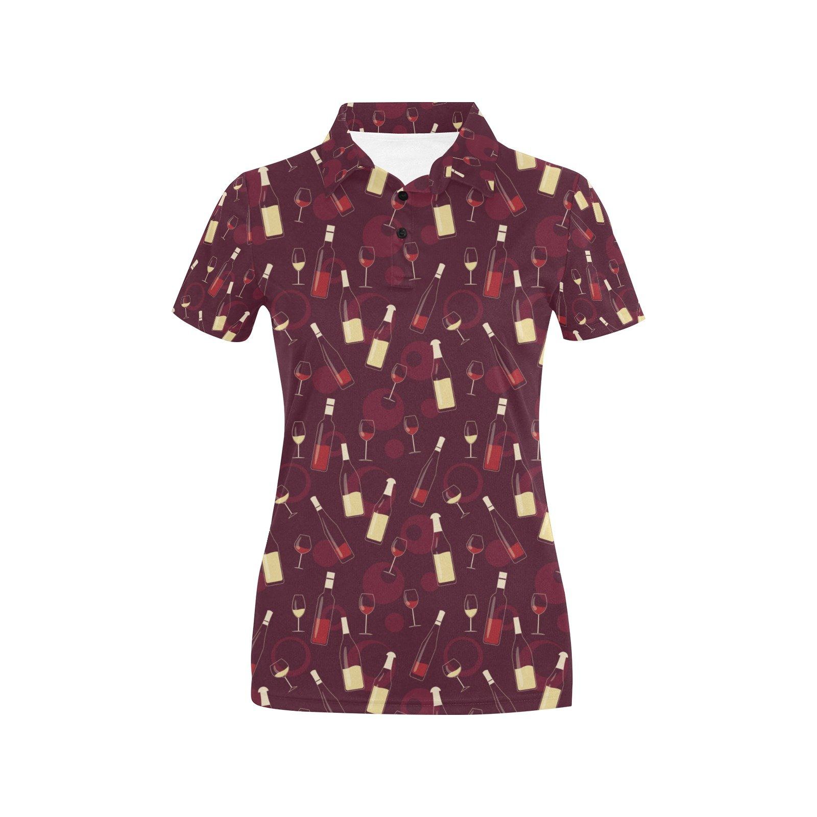 Wine Themed Print Design Lks302 Women'S Polo Shirt Wine Themed Print Design Lks302 Women'S Polo Shirt
