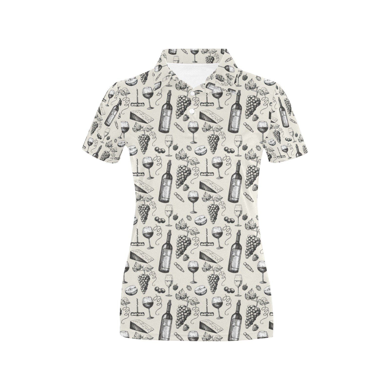 Wine Themed Print Design Lks306 Women'S Polo Shirt Wine Themed Print Design Lks306 Women'S Polo Shirt