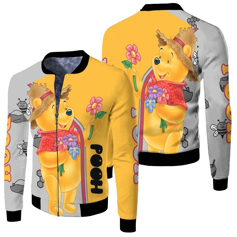 Winnie The Pooh Picking Flower Fan 3D Bomber Jacket Winnie The Pooh Picking Flower Fan 3D Bomber Jacket