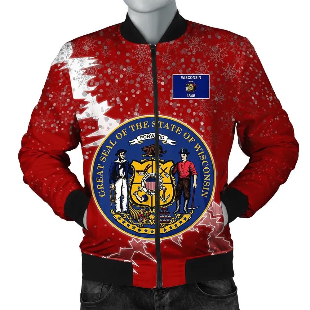 Wisconsin Christmas Coat Of Arms Men Bomber Jacket X Style J78 Bomber Jacket Wisconsin Christmas Coat Of Arms Men Bomber Jacket X Style J78 Bomber Jacket