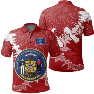Wisconsin Christmas Coat Of Arms Polo Shirt X Style J78