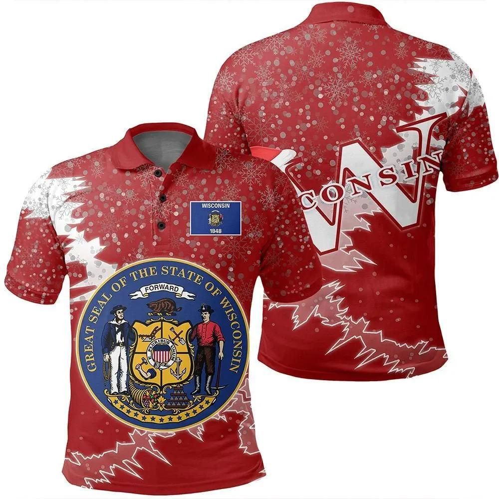 Wisconsin Christmas Coat Of Arms Polo Shirt X Style J78 Wisconsin Christmas Coat Of Arms Polo Shirt X Style J78