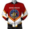 Wisconsin Coat Of Arms Men Bomber Jacket Lucian Style J5W Bomber Jacket